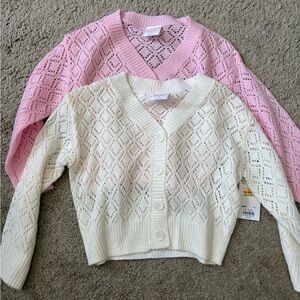 Jumping Beans Pink and White Cardigan Set